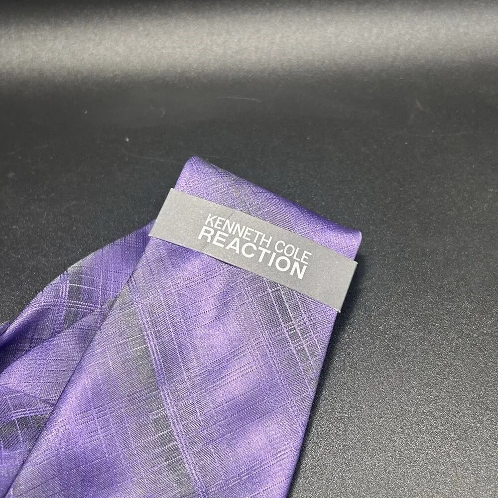 New Kenneth Cole Reaction Tie Men's Medium Width Purple 100% Silk